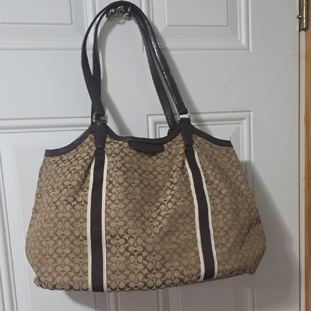 Coach Signature Small C's Signature Stripe Devin Shoulder Bag